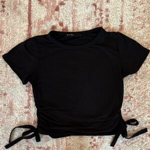 Black Side-Tie Crop Top